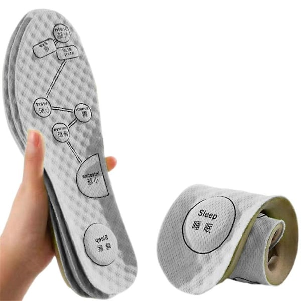 Akupressurmagnetiska Massageinlägg för Män/Kvinnor, Fotmassager Shoe-pad Fotterapi Reflexologi Smärtlindring Skoinlägg Läder Latex Inlägg grey 43-44