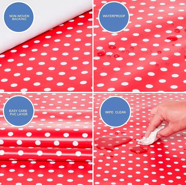 Home Direct Rund PVC Vaxduk 140cm Små Röda Prickar