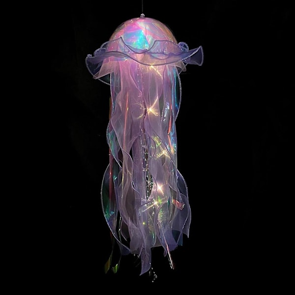 4 stk. Jellyfish-formet lampe Kreativ Jellyfish Lysekrone LED FantJellyfish Lampe Glødende Jellyfish Hængende Mode Lampe Værelse Dekor Tema Restaurant Deko Finished Purple Jellyfish