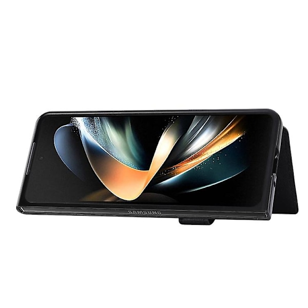 Mobiltelefonskal för Samsung Galaxy Z Fold3 5g med Litchi-mönster, enkel knapp, kortfack Black