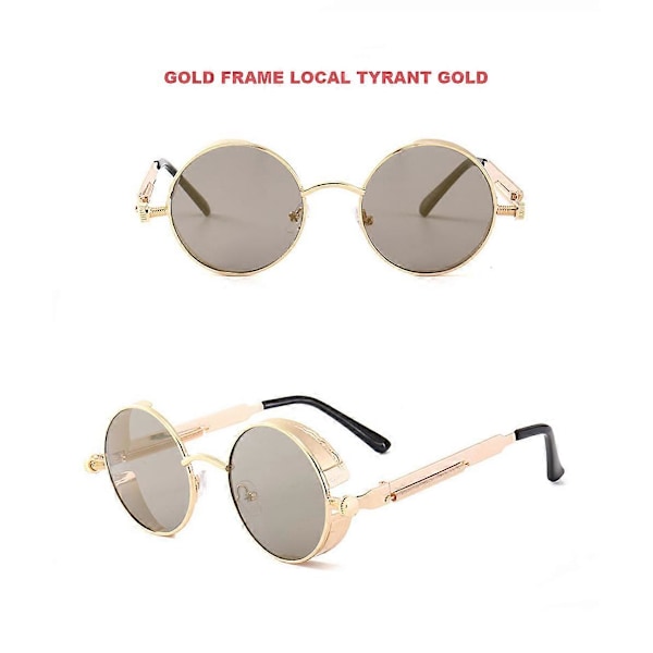 Retro Pyöreät Polarisoidut Aurinkolasit Miehille Naisille Vintage Goottilaiset Steampunk-lasit B yellow