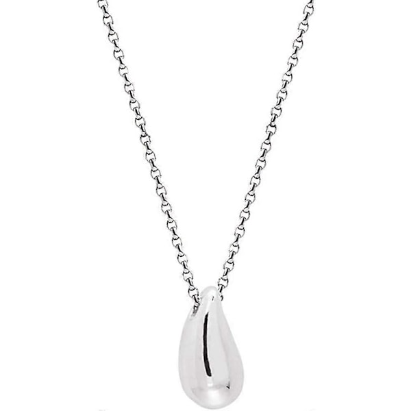 Delikat dråpeformet halskjede for kvinner jenter Sterlingsølv Minimalistisk Enkelt Lite Oval Perle Bønner Pæreformet Anheng Choker BFF Halskjede Mote Justerbar Steel