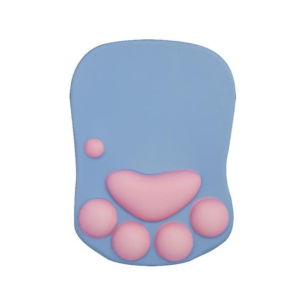 Musematte med kattepote og håndleddstøtte - Myk silikonhåndleddstøtte, ergonomisk og søt musematte blue