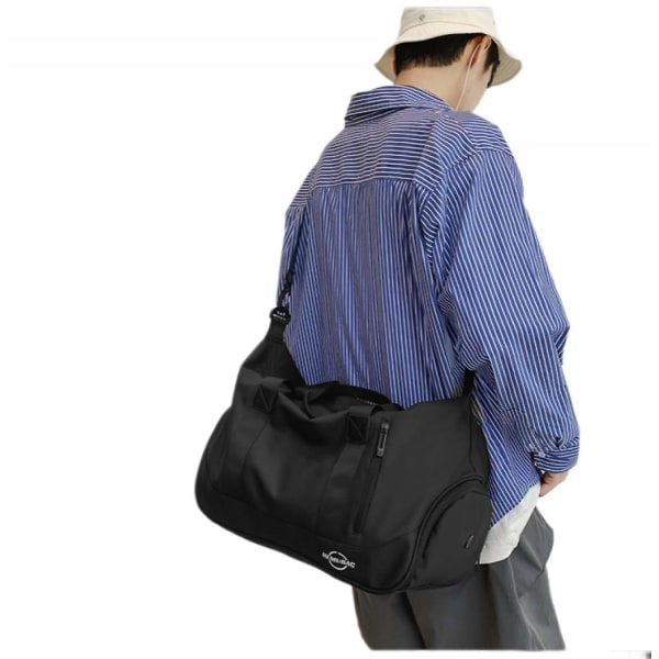 Yksinkertainen suuren kapasiteetin käsilaukku, urheilullinen vedenpitävä kuiva- ja fitness , lyhyen matkan matkalaukku musta