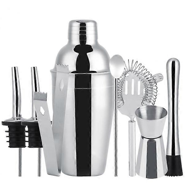 8-delt cocktail sæt, barsæt, shaker 550ml - Rustfrit stål Sølv