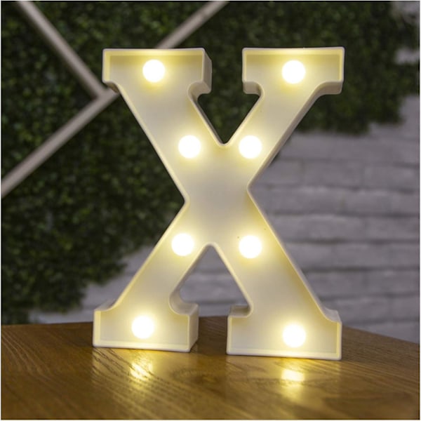 Alphabetbogstav LED Lys Lys Beskæftigelse Nummer Klump Ornament Batteri Natlys Fest Soveværelse Ægteskab Fødselsdag Jul dekorativt nummer X