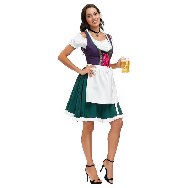 Carnival Lady Oktoberfest Dirndl Dress Bavarian Tavern Wench Waitress Maid Costume Cosplay Halloween Fancy Party Dress M