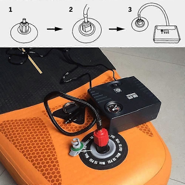 Oppustelig SUP Pumpe Adapter Kompressor Luftventil Konverter Med 4 Luftventil Dyser Red
