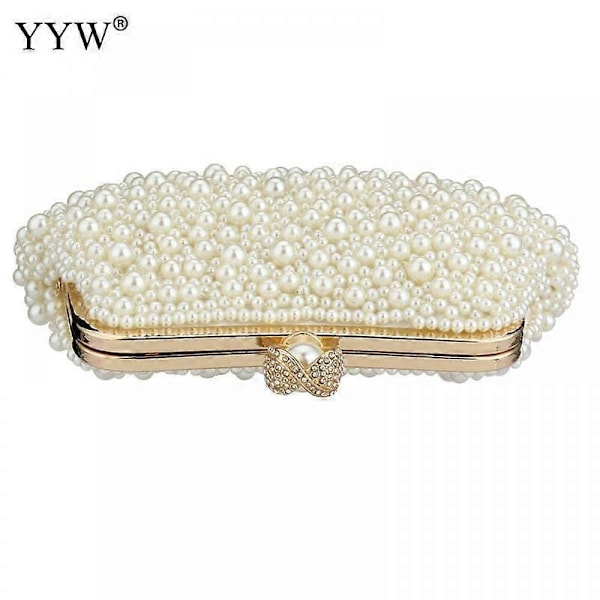 Handväskor Lyxiga Aftonväskor Vit Pärlbeströdd Clutch Party Bröllop Axelväska Designer Väska Kvinnor Bankett Kopplingar