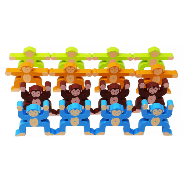 Træstablespil i form af aber til børn over 3 år--