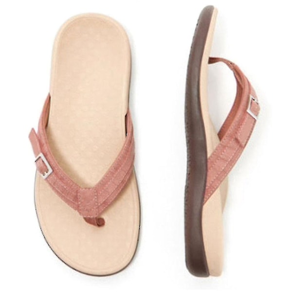 Vionic Thong Sandaler Med Spænde Dame Casual Skridsikker Flip-flop Strandsandal @ Brick Red 39