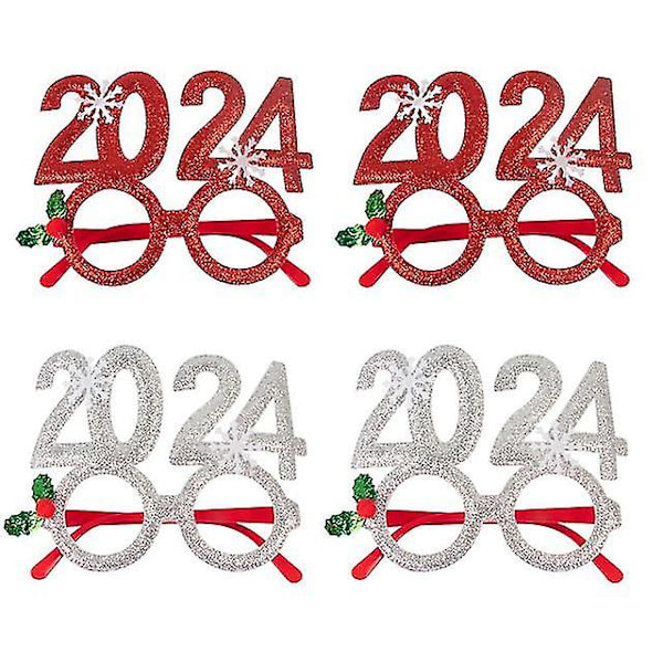 Nyår 2024 Glasögonbågar Fotobås Rekvisita God Jul Dekorationer Jul Navidad Gåvor Nyårsafton Festartiklar Dekorationer 4pcs Style 1