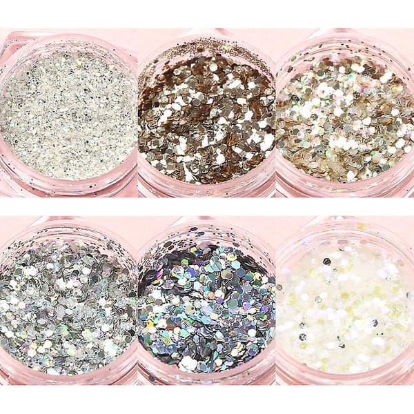 6 st Nagelglitter Glitter, Nageldekor