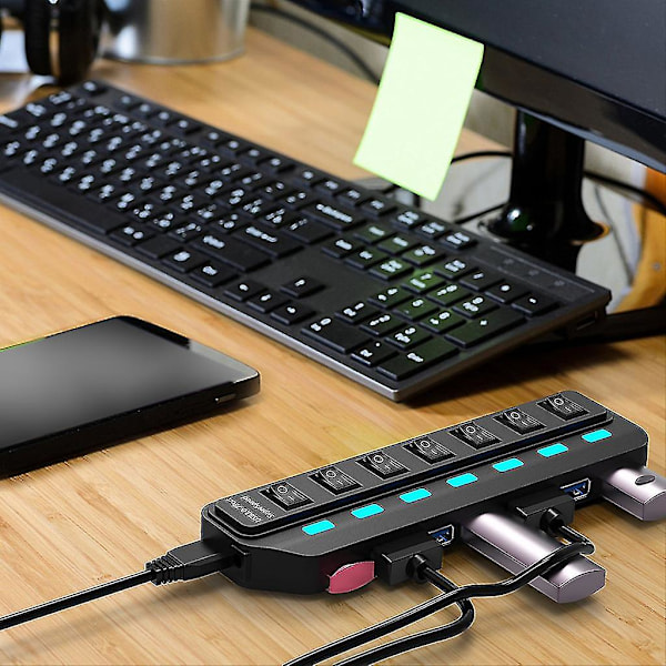 Usb2.0 Hub Multi-port Usb3.0 Hög hastighet Överföring 7-port Hub Splitter