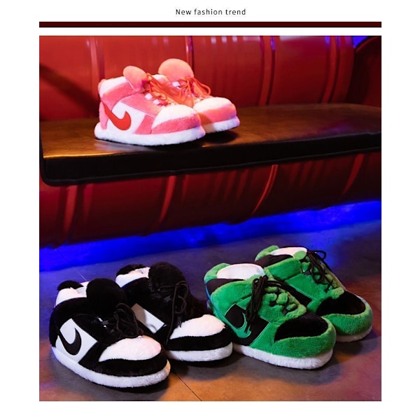 Vinter roliga aj konformade kokosnötsbomullstofflor, roliga inomhusparskor, plyschskor, varma internetkändis stora bomullsskor Yeezy green zebra