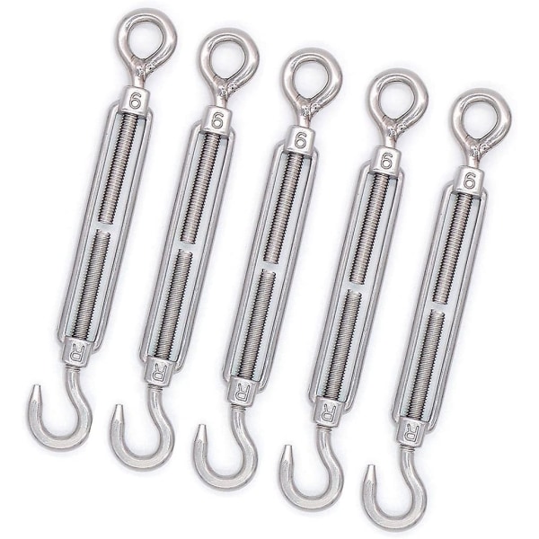 Mecollection M4/m5/m6/m8 304 Stainless Steel Hook And Eye Turnbuckle 5 Pack