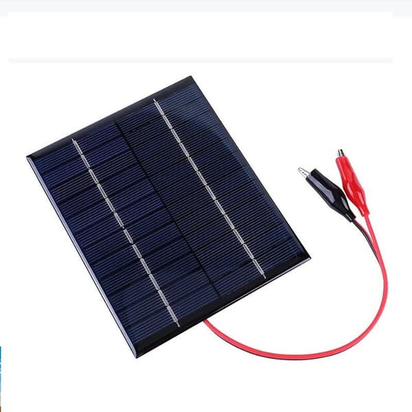 2W 12V polykrystallinsk silicium panel solpanel opladningspanel DIY solcellelimplade + tigerklemme