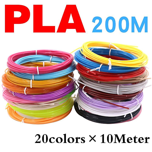 PLA Filament til 3D Pen Udskrivning Materiale 10/20 Ruller 10m Diameter 1.75mm 200m Lugtfri Sikkerhedsplast Refill Til 3D Printer Pen 200m 20  pla