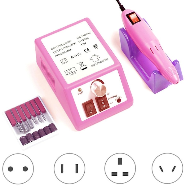 20 000 Varv Nagelfräsmaskin, Professionell Elektrisk Nagelfil, Professionell Elektrisk Nagelfräsmaskin Och Nagelklippverktyg Rosa