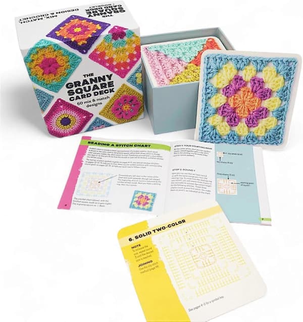 Granny Square Kortdæk, 50 Mix & Match Designs, Hæklet Sæt