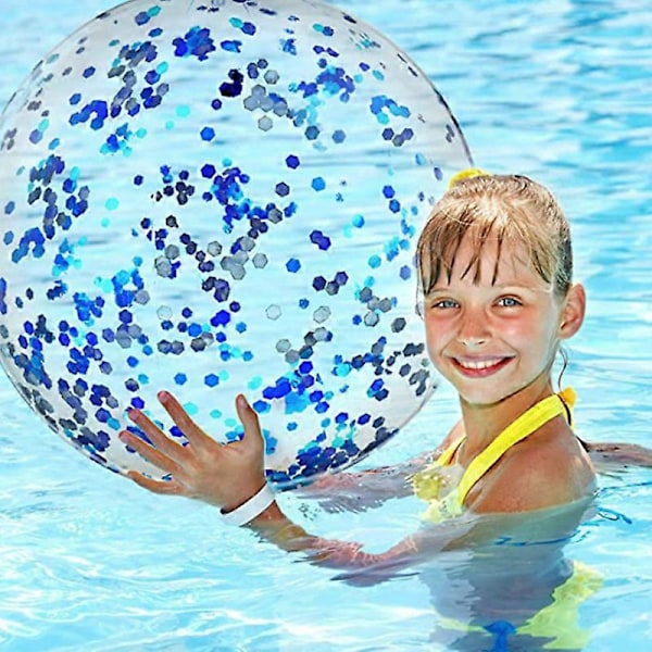 6 st Strandboll Leksak PVC Transparent Uppblåsbar Strandboll Elastisk Glitter Jellyboll 40cm