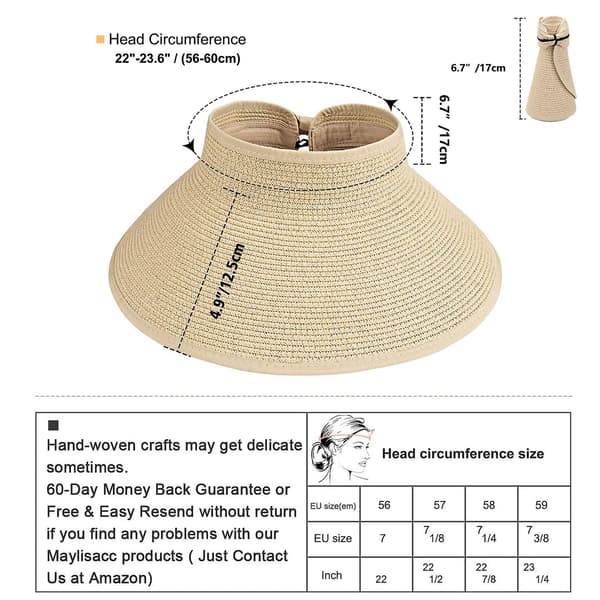 Rullbar Solskyddsmössa med Bred Brätte för Dam (beige)