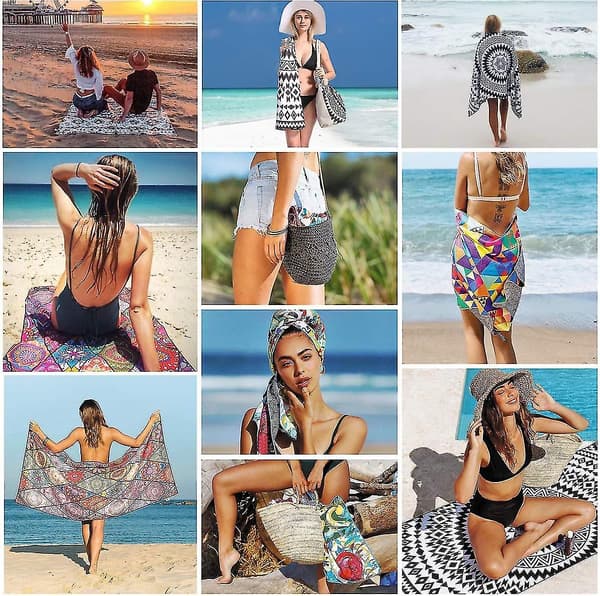 2-pak Boho Striper, Oversized Kule Strandhåndklær, Uformelle Dekk, Dame & Herre, Mamma & Pappa