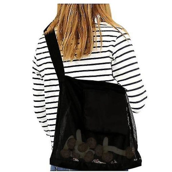 Svampejagt Foraging Taske, Mesh Pose Høsttaske Sammenklappelig Frugtindsamling Plukning Svampekurv Black