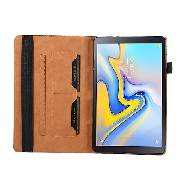 Lærtablettveske med lykkebambusmønster for Samsung Galaxy Tab A 10.5 T590 Brown