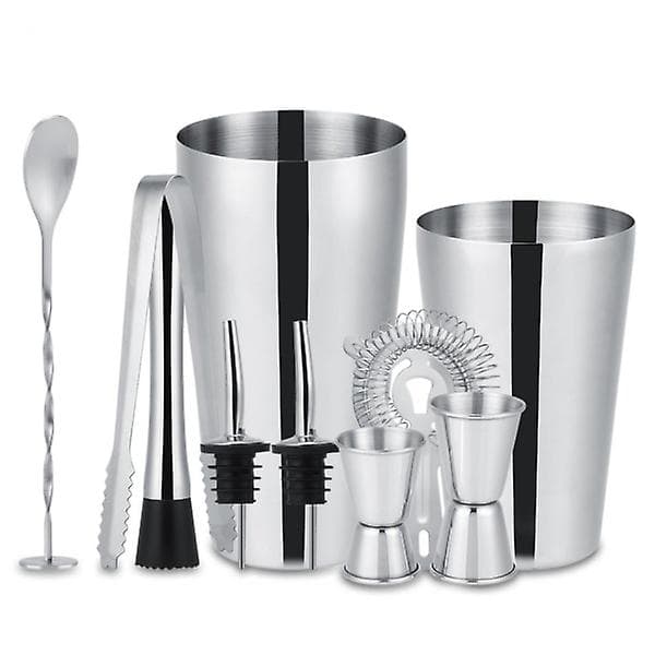 10-delad Cocktailset, Barset, Shaker 700ml - Rostfritt Stål Silver