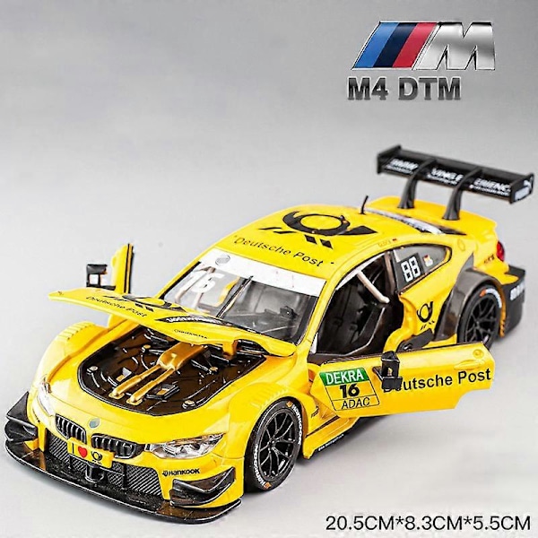 1:24 M4 DTM M6 CSL Racingbil Frihjul Hög Ljus Sport Racingbil Modell Leksak Diecast Metall Legering Miniatyr Replika M4 Yellow