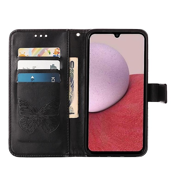 Mobiltelefonskal i präglad fjärilsläder för Samsung Galaxy A25 5g / A24 Black