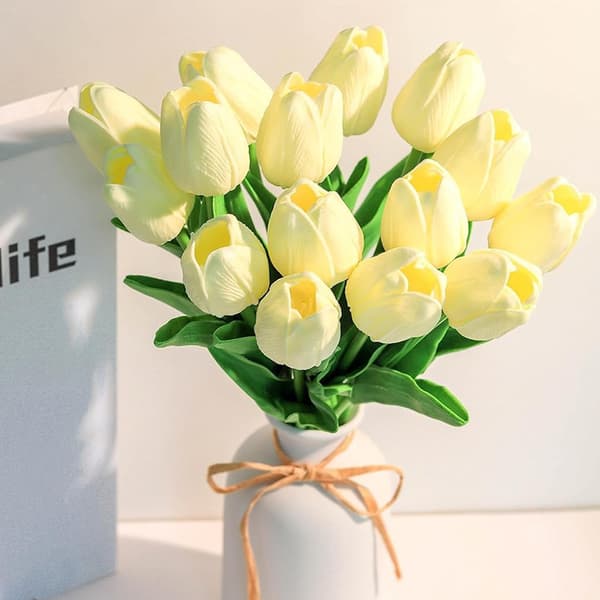 10-delt DIY Forårs Tulip Kunstig Blomsterarrangement Sæt orange