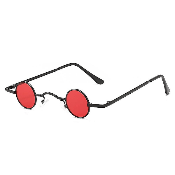 Retro Metal Mini Pyöreät Kehykset Aurinkolasit Hip Hop Aurinkolasit Tarvikkeet Black Red
