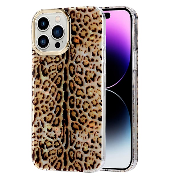 iPhone 14 Pro -kotelo IMD-kuvioitu PC+TPU-puhelinkotelo galvanoidulla linssikehyksellä Y3 Leopard