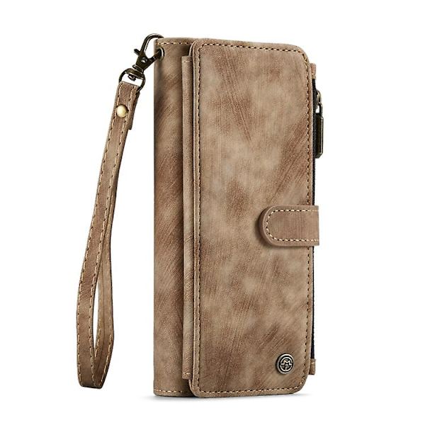 Caseme C30 Multifunktionel Kortlomme Lynlås Telefonlæder Mobiltelefonetui til Samsung Galaxy Z Fold5 Brown