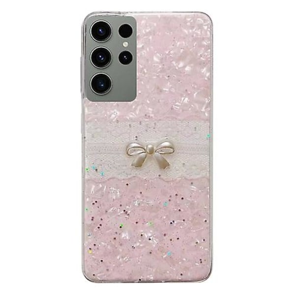 Samsung Galaxy S23 Ultra 5g -kuorellinen kuvioitu rusetti Tpu -puhelimen suojakotelo Pink