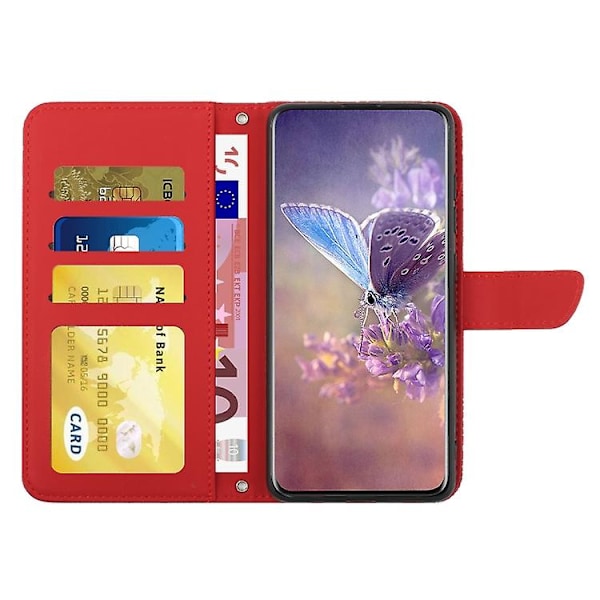 For Samsung Galaxy A05 Skin Feel Butterfly Præget Flip Læder Mobiltelefon Etui Red