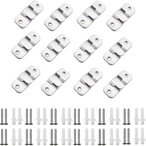 12 Pieces Picture Frame Hook, Concealed Mounting Bracket, Furniture Connector Bracket, For Mirrors And Picture Frames (silver)