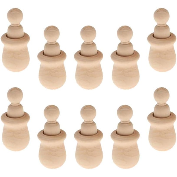10 Pieces Wooden Figures, Christmas Doll Family, Cake Decoration for Painting and Crafts