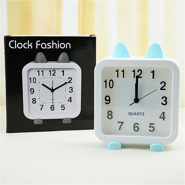 Cat Alarm Clock For Girls, Cartoon Alarm For Kids And Teen Loud Bell And Button Night Light For Heavy Sleepers (white Square)