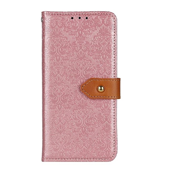 Mobiltelefonskal i präglad läder med europeiska blommor för Samsung Galaxy S23 Fe 5g Pink