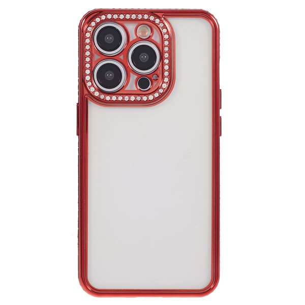 Rhinestone-dekorerad TPU-skydd för iPhone 14 Pro Max Red