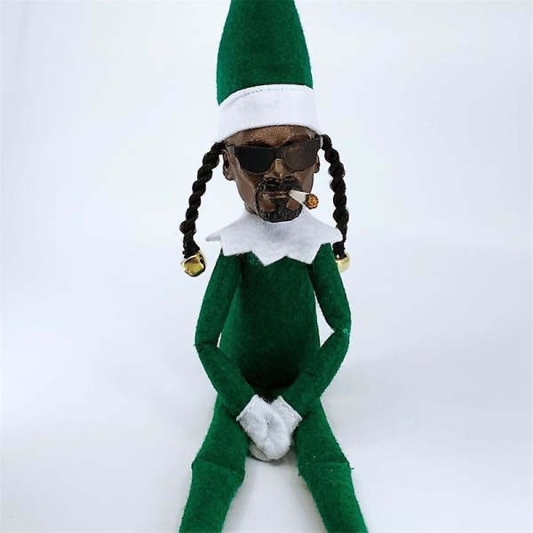 Snoop on kumartunut Joulutontu-nukke Vakooja taipuneen joulutontu-nukke Kodinsisustus Hartsi Ornamentti Uudenvuoden joululahjalelu Green A
