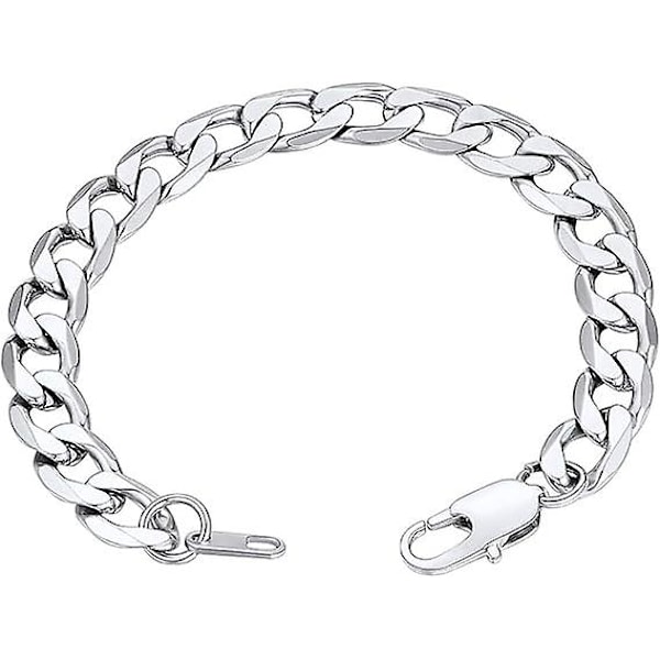 Kampanjetilbud Kvinners Rustfritt Stål Lenkekjede, 6mm Kvinners Tykk Sølv Flat Cuban Lenkekjede, 19cm