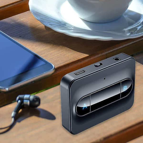 Bluetooth 5.0 -lähetinsovitin, kaksoislinkki, kuulokkeet, koti, musta