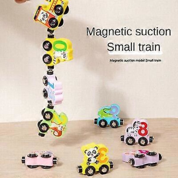 Magnetisk Digitalt Tåg Byggklossar Monteringsbil Pedagogisk Barn Trä knot magnetic digital train 12 pcs