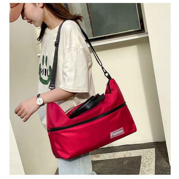 Large Capacity Travel Bag Waterproof Sport Pouch Fashion Multifunctional Handbag Black Red