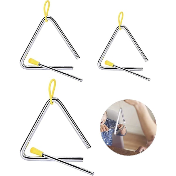 3-piece Triangle Musical Instrument Set Triangle Percussion Instrument With Beater And Rubber Handle Musical Enlightening Instruments For Children Ear