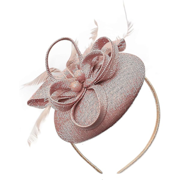 Perle Rund Pillbox Loop Hodebånd Fascinator For Kvinner Bryllup Ascot Races[Dusty Pink] DustyPink